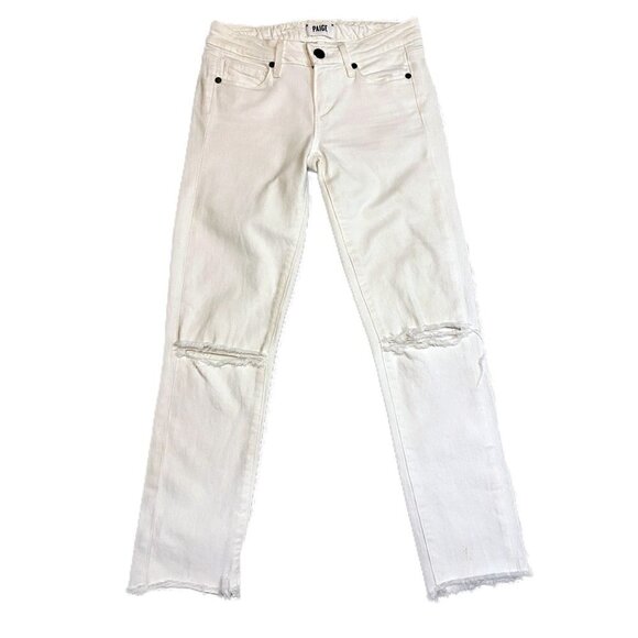 PAIGE ‘Skyline Ankle Peg’ Luxury Designer Rough Hem Denim Jeans - 24" Waist - Picture 1 of 4